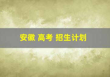 安徽 高考 招生计划